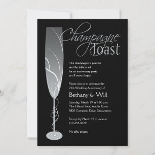 Silver Champagne Toast Invitation
