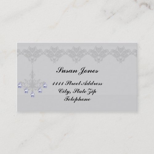 Silver Chandelier Diamond Accent Business Cards