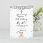 Silver Charro Boy baptism and birthday invitation (Standing Front)