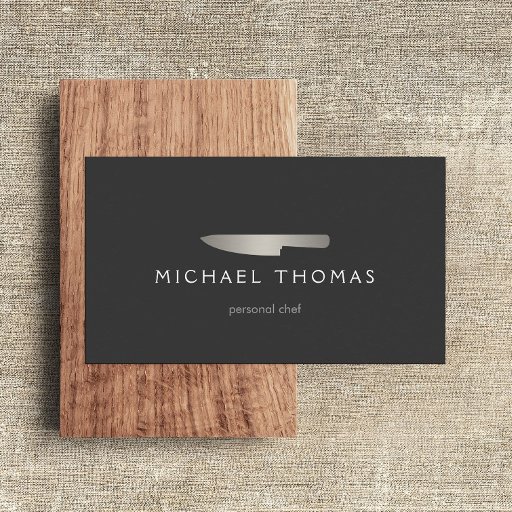 Customizable Silver Chef Knife Logo 2 for Catering, Restaurant Business Card Template