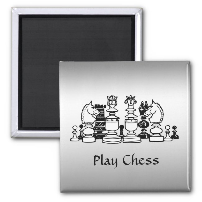 Silver Chess Pieces Magnet