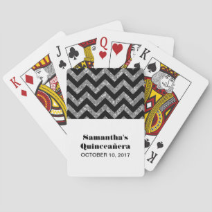 Silver Chevron Glitter Quinceañera Playing Cards