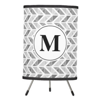 Silver Chevron Pattern with Custom Monogram Tripod Lamp