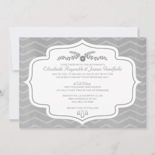 Silver Chevron Wedding Invitations