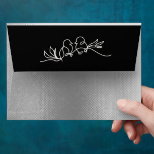 Silver Chic Black Wedding Envelope