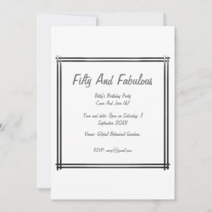 Silver Chic Frame Fifty And Fabulous Birthday Invitation