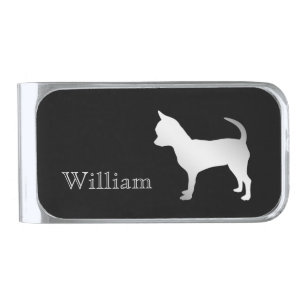 Silver Chihuahua Dog Personalized Silver Finish Money Clip