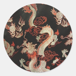 Silver Chinese Dragon Classic Round Sticker