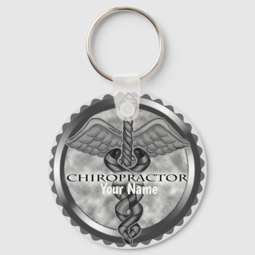 Silver Chiropractor custom name  keychain