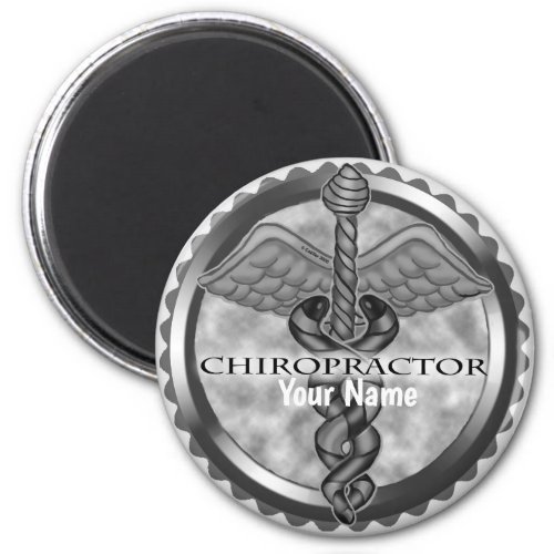 Silver Chiropractor custom name  magnet