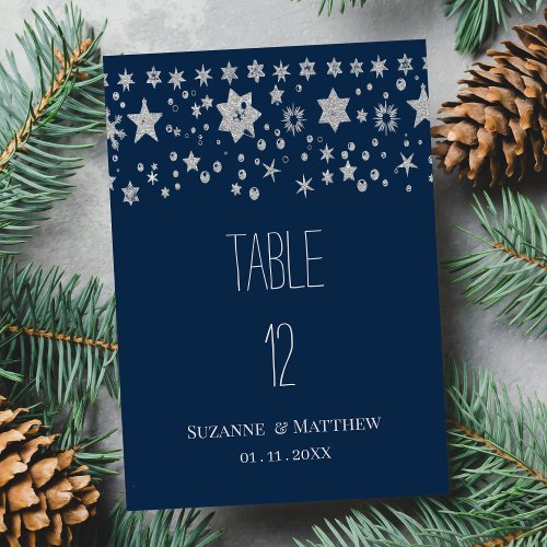 Silver Chirstmas fairy light winter Table Numbers 