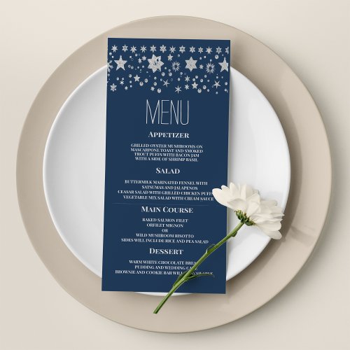 Silver Chirstmas fairy light winter Wedding Menu