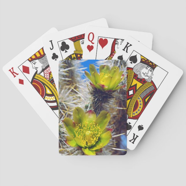 Silver Cholla Cactus Wildflowers Poker Cards (Back)