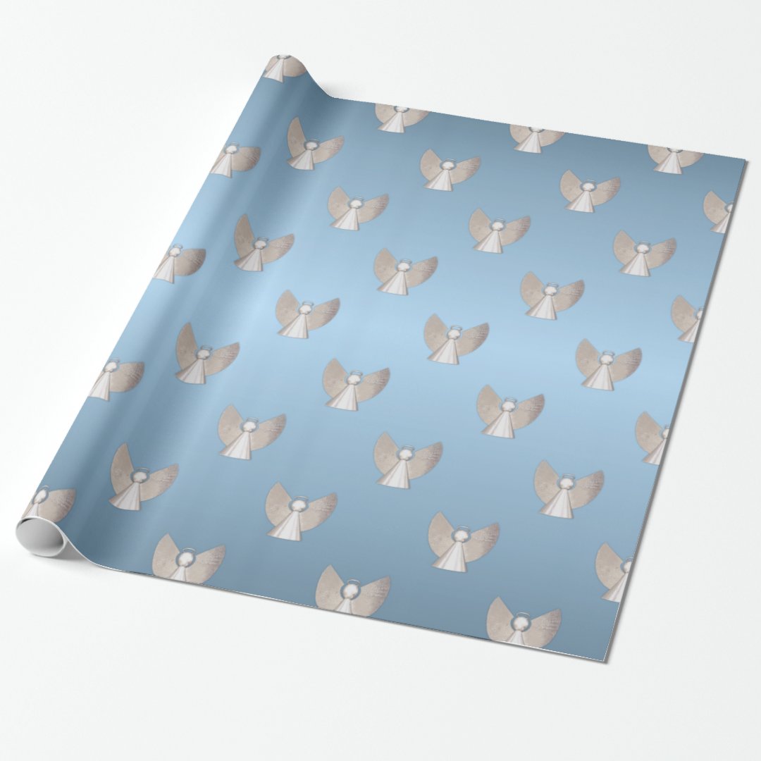 Silver Christmas Angels Wrapping Paper Zazzle