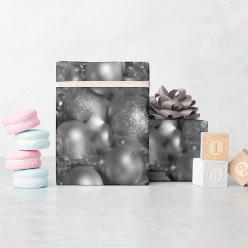 Silver Christmas Baubles Wrapping Paper