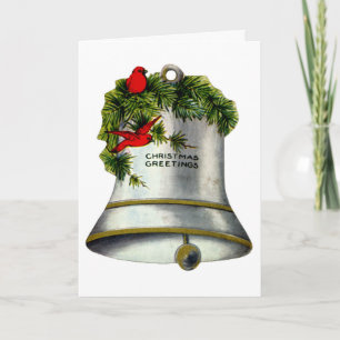 Silver Christmas Bell Holiday Card