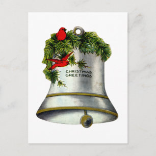 Silver Christmas Bell Holiday Postcard