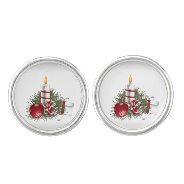 Silver Christmas Cufflinks (Front)