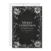 Silver Christmas Flower Greeting Card