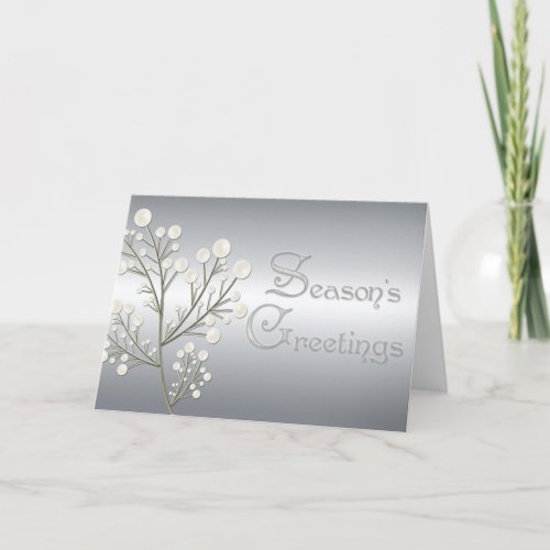Silver Christmas Greeting Holiday Card