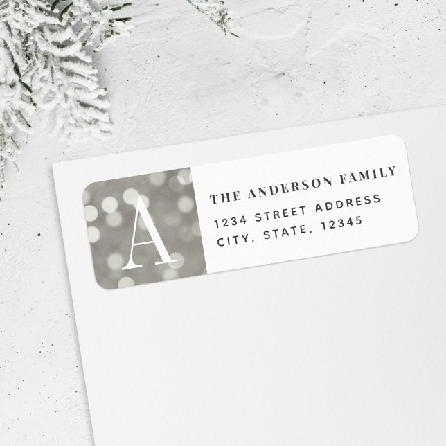 Silver Christmas Lights Holiday Return Address Label (Creator Uploaded)