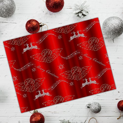 Silver Christmas Magic Red  Tissue Paper