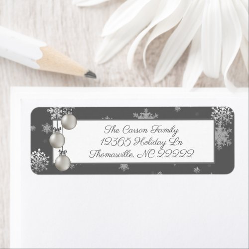 Silver Christmas Ornaments Address Label