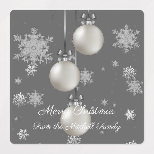 Silver Christmas Ornaments Baking Labels