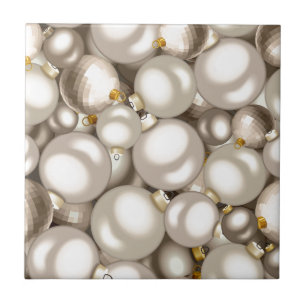 silver christmas ornaments ceramic tile