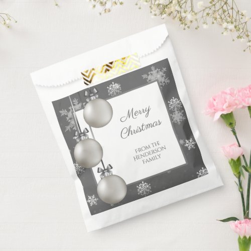 Silver Christmas Ornaments Favor Bag