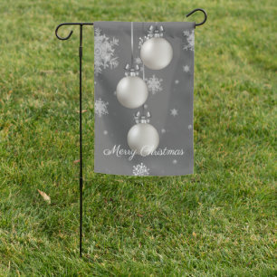Silver Christmas Ornaments Garden Flag