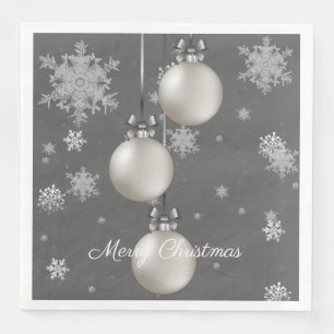 Silver Christmas Ornaments Paper Napkin