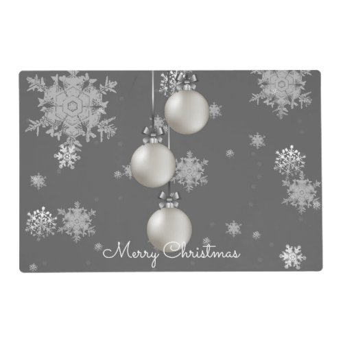 Silver Christmas Ornaments Placemat