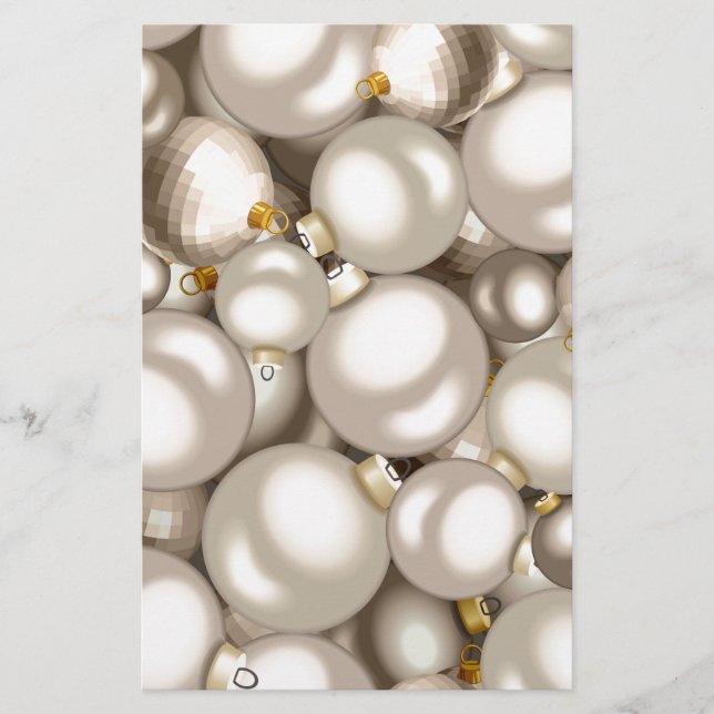 silver christmas ornaments stationery (Front)