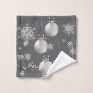 Silver Christmas Ornaments Towel Set