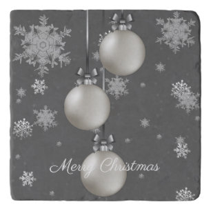 Silver Christmas Ornaments Trivet