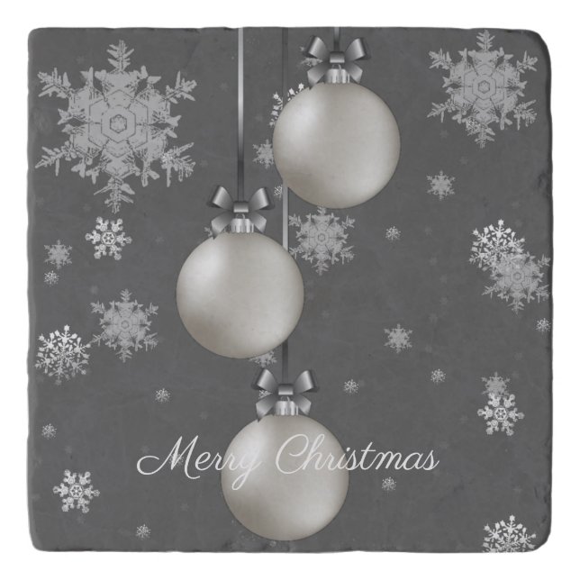 Silver Christmas Ornaments Trivet (Front)