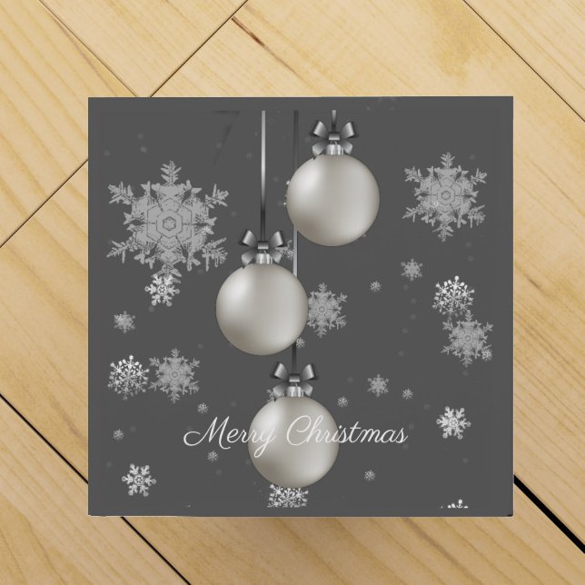 Silver Christmas Ornaments Wine Gift Box (Top)
