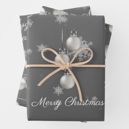 Silver Christmas Ornaments Wrapping Paper Sheets