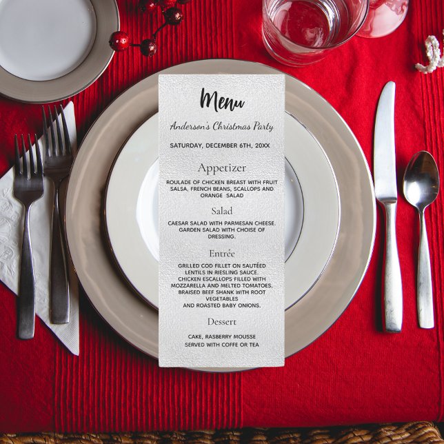 Silver Christmas party dinner menu (Creator Uploaded)