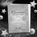 Silver Christmas Party Glitter Winter Bow Invitation<br><div class="desc">Elegant Formal Company & Corporate Christmas Party / Cocktail / Dinner Party Invitation template with Silver Glitter Confetti and Ribbon. Impress your friends with this sophisticated and modern invitation design.</div>