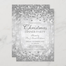 Silver Christmas Party Glitter Winter Glam Invitation