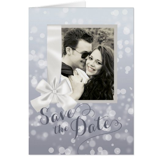 Silver Christmas Photo Save the Date Cards (Front)