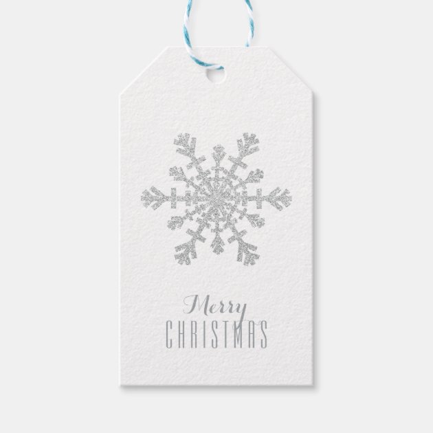 Silver Christmas Snowflake And Glitter And Sparkle Gift Tags