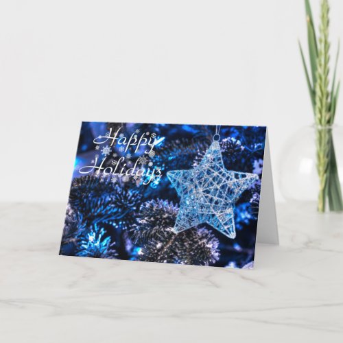 Silver Christmas Star of Bethlehem Ornament Holiday Card