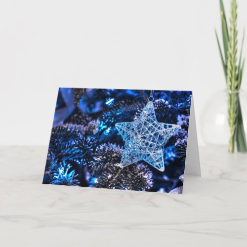 Silver Christmas Star of Bethlehem Ornament Holiday Card