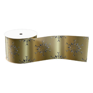 Silver Christmas Stars Grosgrain Ribbon