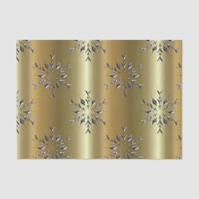 Silver Christmas Stars on Gold Tissue Paper (Front)