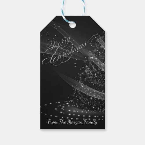Silver Christmas Tree Black _ Personalized Gift Tags