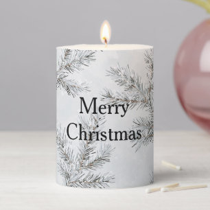 Silver Christmas Tree Branches Pillar Candle